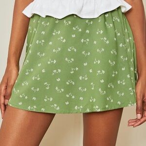 Billabong Olive Floral A-Line Skirt